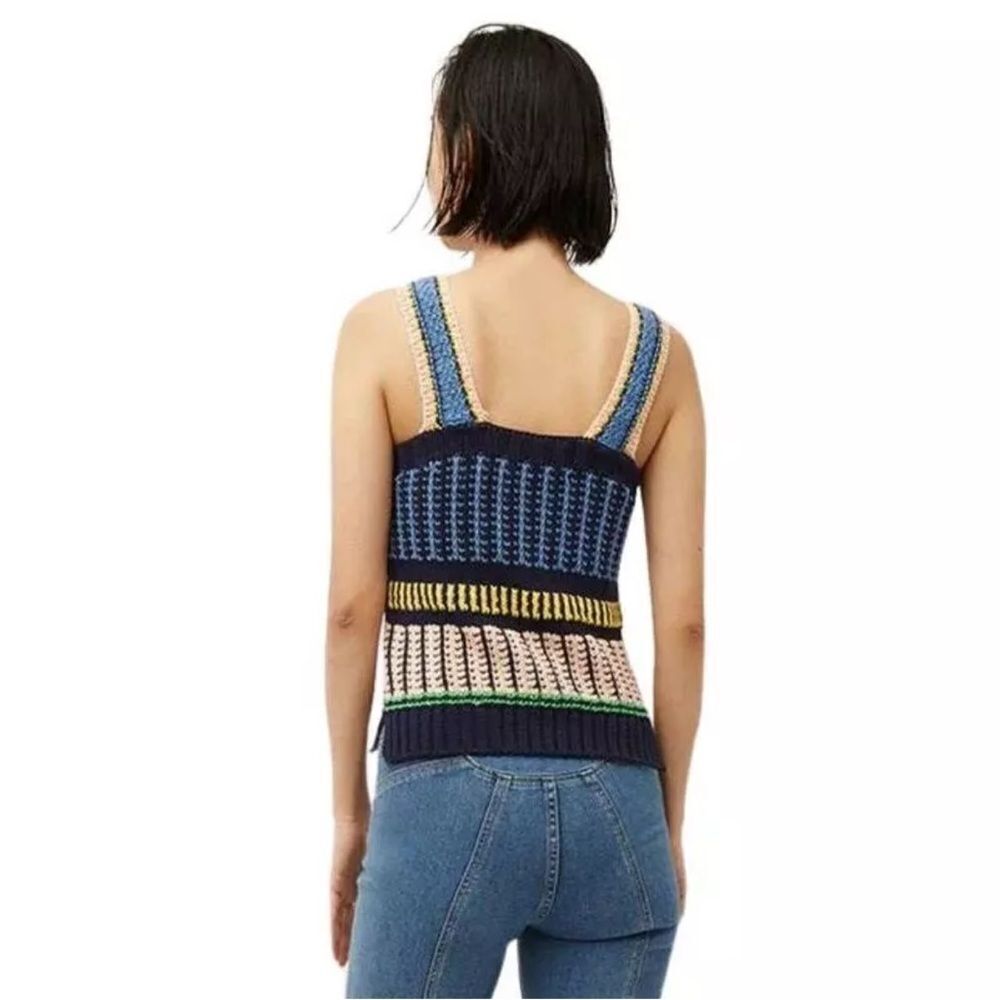 Veronica Beard Voya Knit Tank Top Sleeveless Khaki/White Size L NWT $298 - Picture 5 of 7